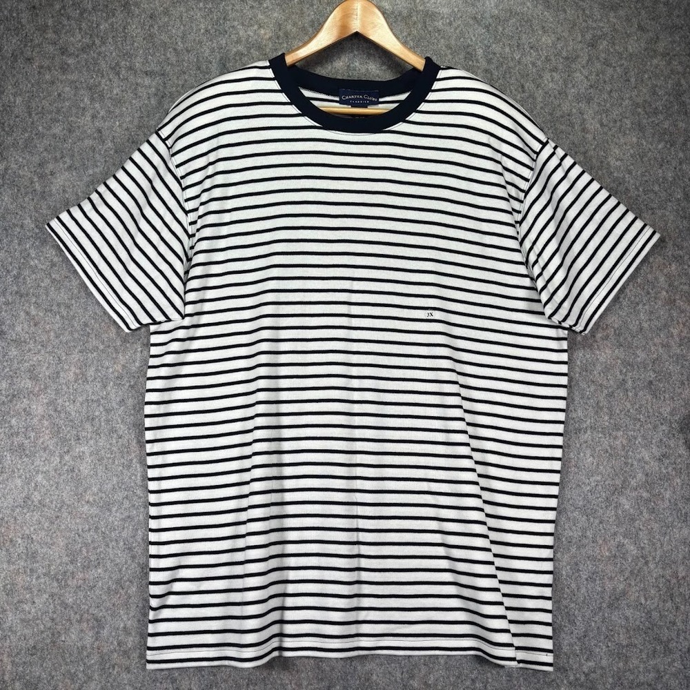 VTG Charter Club Womens Shirt Sz 3X Navy White Striped Nautical Short Sleeve New